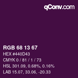 カラーコード: RGB 68 13 67 | qconv.com