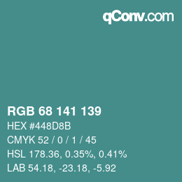 Color code: RGB 68 141 139 | qconv.com