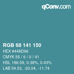 Color code: RGB 68 141 150 | qconv.com