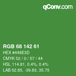 Color code: RGB 68 142 61 | qconv.com