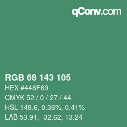 カラーコード: RGB 68 143 105 | qconv.com