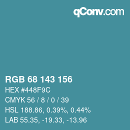 Color code: RGB 68 143 156 | qconv.com