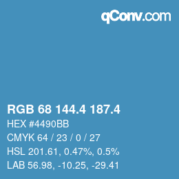 カラーコード: RGB 68 144.4 187.4 | qconv.com
