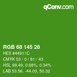 Código de color: RGB 68 145 28 | qconv.com