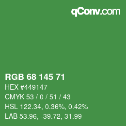 Color code: RGB 68 145 71 | qconv.com