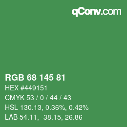 Color code: RGB 68 145 81 | qconv.com