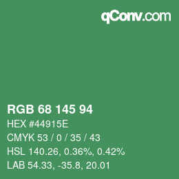 Color code: RGB 68 145 94 | qconv.com