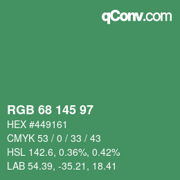 Color code: RGB 68 145 97 | qconv.com