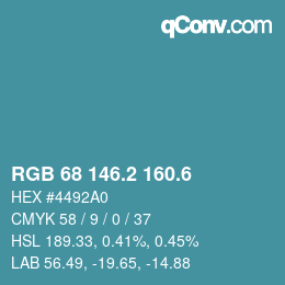 カラーコード: RGB 68 146.2 160.6 | qconv.com