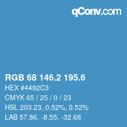 カラーコード: RGB 68 146.2 195.6 | qconv.com