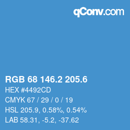 カラーコード: RGB 68 146.2 205.6 | qconv.com
