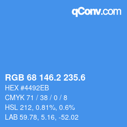 カラーコード: RGB 68 146.2 235.6 | qconv.com