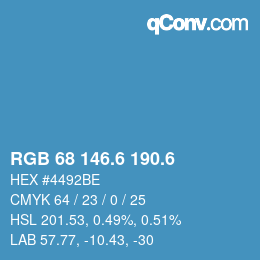 カラーコード: RGB 68 146.6 190.6 | qconv.com