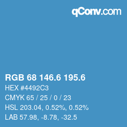 カラーコード: RGB 68 146.6 195.6 | qconv.com