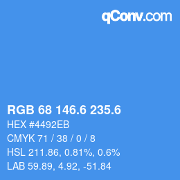 カラーコード: RGB 68 146.6 235.6 | qconv.com