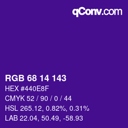 Color code: RGB 68 14 143 | qconv.com