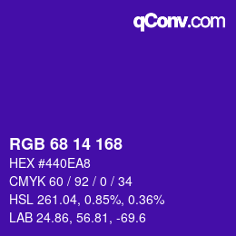 Color code: RGB 68 14 168 | qconv.com