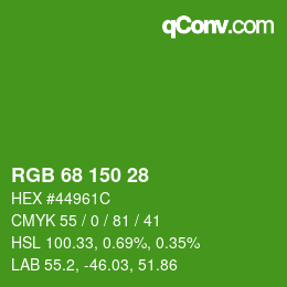 Farbcode: RGB 68 150 28 | qconv.com