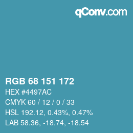 颜色代码: RGB 68 151 172 | qconv.com