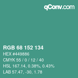 Color code: RGB 68 152 134 | qconv.com