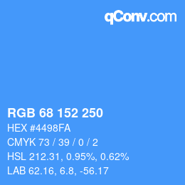 カラーコード: RGB 68 152 250 | qconv.com