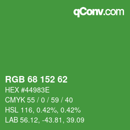 Color code: RGB 68 152 62 | qconv.com