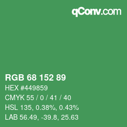 カラーコード: RGB 68 152 89 | qconv.com