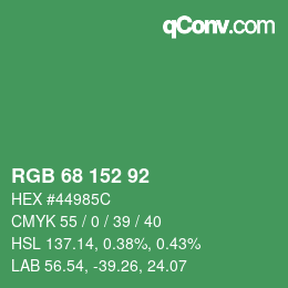颜色代码: RGB 68 152 92 | qconv.com