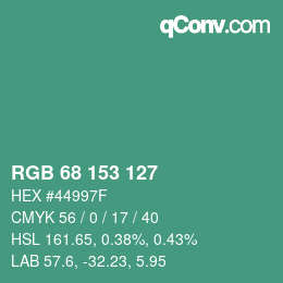 Color code: RGB 68 153 127 | qconv.com