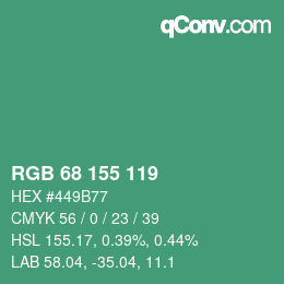 カラーコード: RGB 68 155 119 | qconv.com