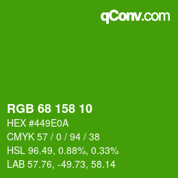 Color code: RGB 68 158 10 | qconv.com
