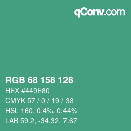 Color code: RGB 68 158 128 | qconv.com