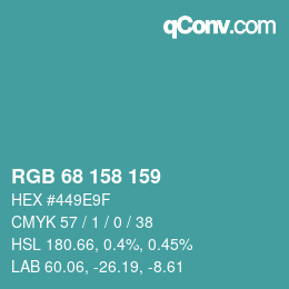 カラーコード: RGB 68 158 159 | qconv.com