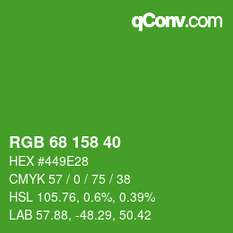 Color code: RGB 68 158 40 | qconv.com