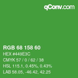 カラーコード: RGB 68 158 60 | qconv.com