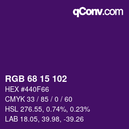 Color code: RGB 68 15 102 | qconv.com