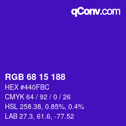 Color code: RGB 68 15 188 | qconv.com