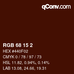 Código de color: RGB 68 15 2 | qconv.com