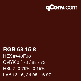 Color code: RGB 68 15 8 | qconv.com