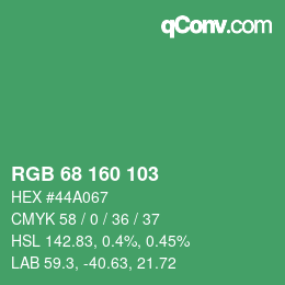 Color code: RGB 68 160 103 | qconv.com