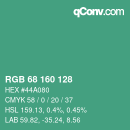 Color code: RGB 68 160 128 | qconv.com