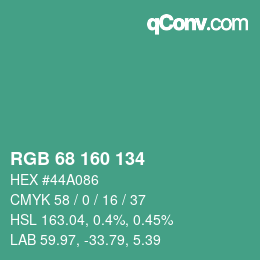 Color code: RGB 68 160 134 | qconv.com
