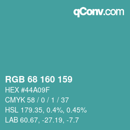 Color code: RGB 68 160 159 | qconv.com