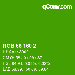 Color code: RGB 68 160 2 | qconv.com