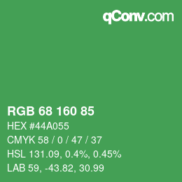 Color code: RGB 68 160 85 | qconv.com