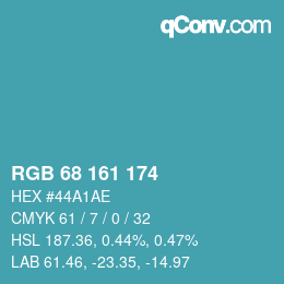 Color code: RGB 68 161 174 | qconv.com
