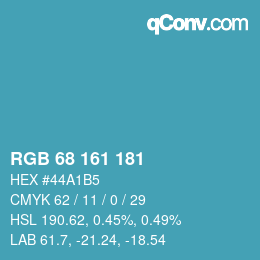 Color code: RGB 68 161 181 | qconv.com