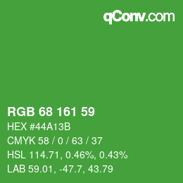カラーコード: RGB 68 161 59 | qconv.com