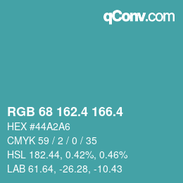 カラーコード: RGB 68 162.4 166.4 | qconv.com