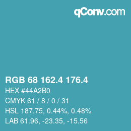 カラーコード: RGB 68 162.4 176.4 | qconv.com